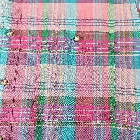 VTG Gant Salty Dog Plaid Half Sleeve Button Down Shirt Mens Large Spring Preppy - Picture 5 of 12